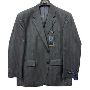 Cambridge Classics Charcoal Pinstripe Suit Separate Blazer Jacket 44S Men's